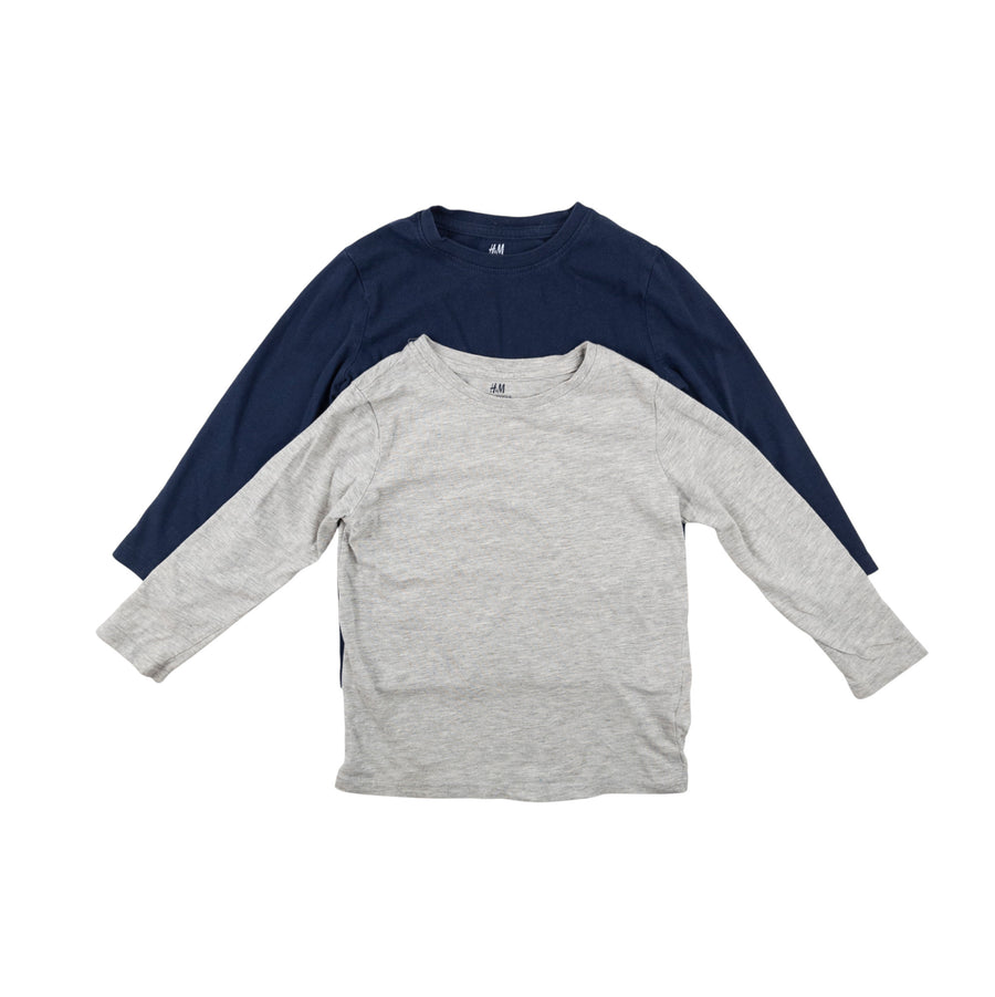 H&M long sleeves 4-6 (navy/grey)