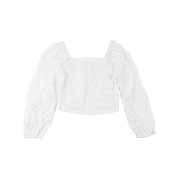 Gap cropped long sleeve 6-7 (white eyelet)
