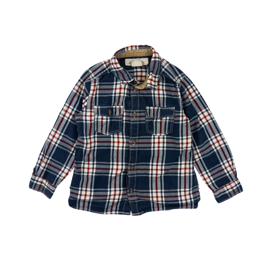 H&M shirt 18-24m (navy/blue/white plaid)