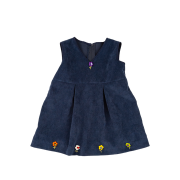 Handmade dress 12-18m (navy flowers)