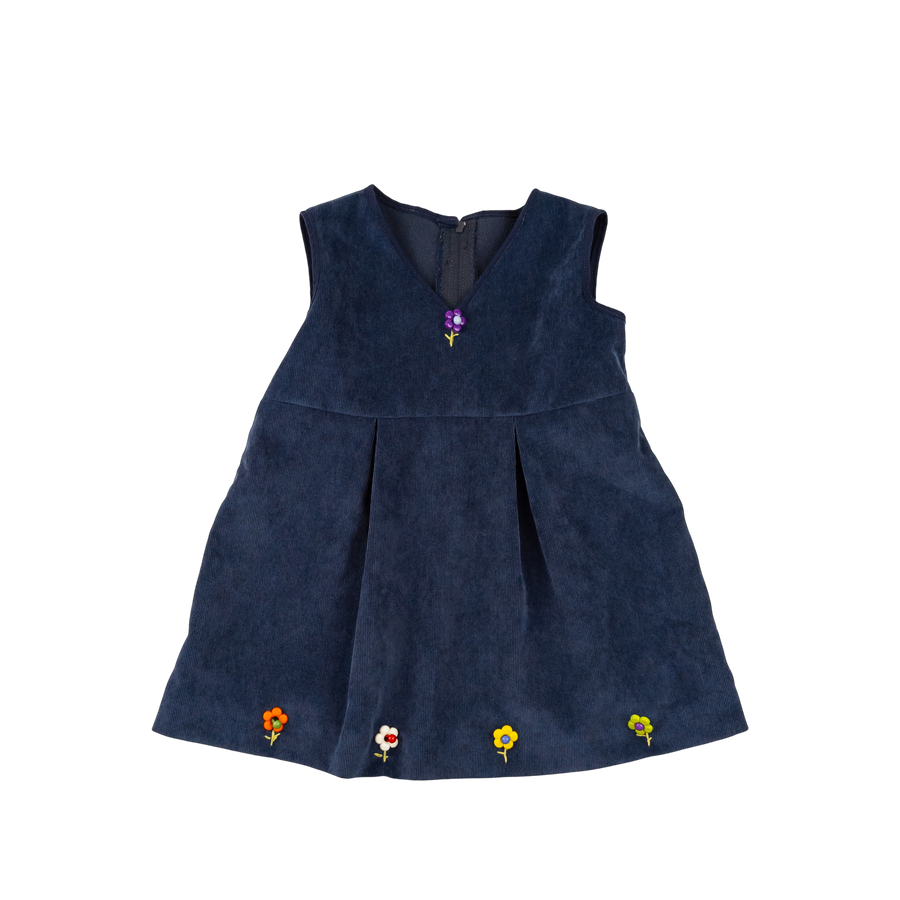 Handmade dress 12-18m (navy flowers)
