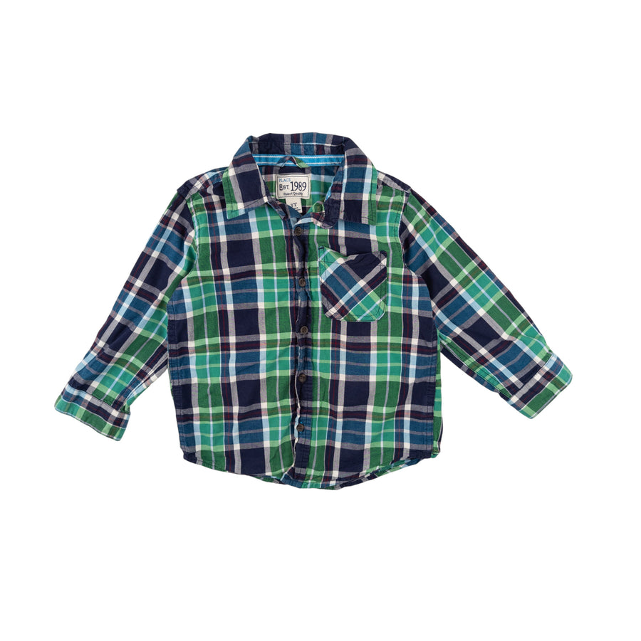 Children's Place shirt 3 (green plaid)