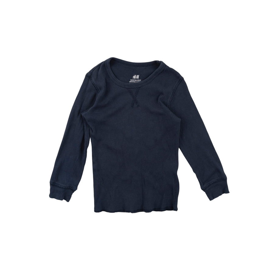 H&M long sleeve 2-4 (navy ribbed)