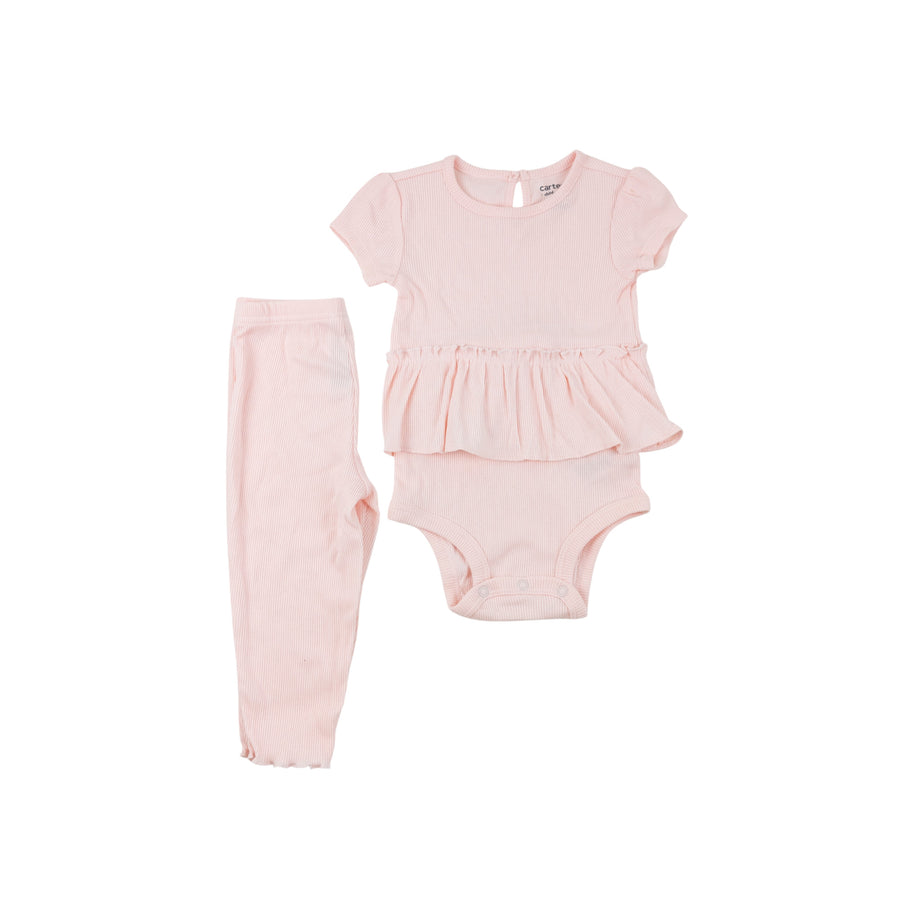Carter's set 12m (pink rib)