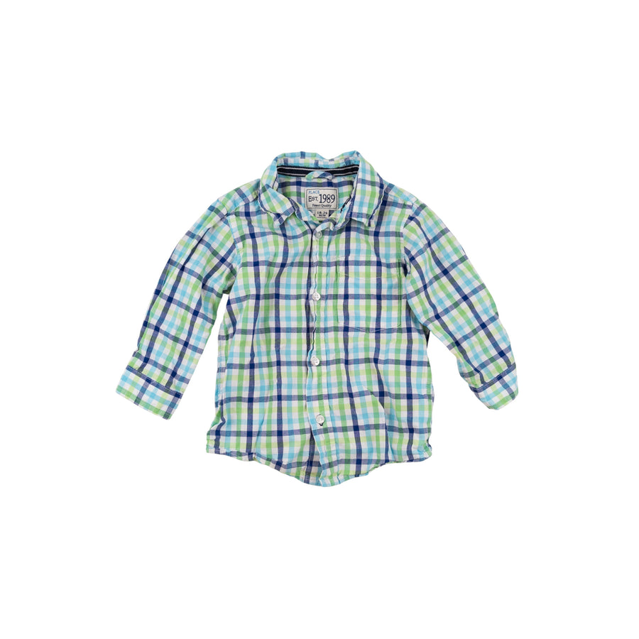 Children's Place shirt 18-24m (blue/green check)