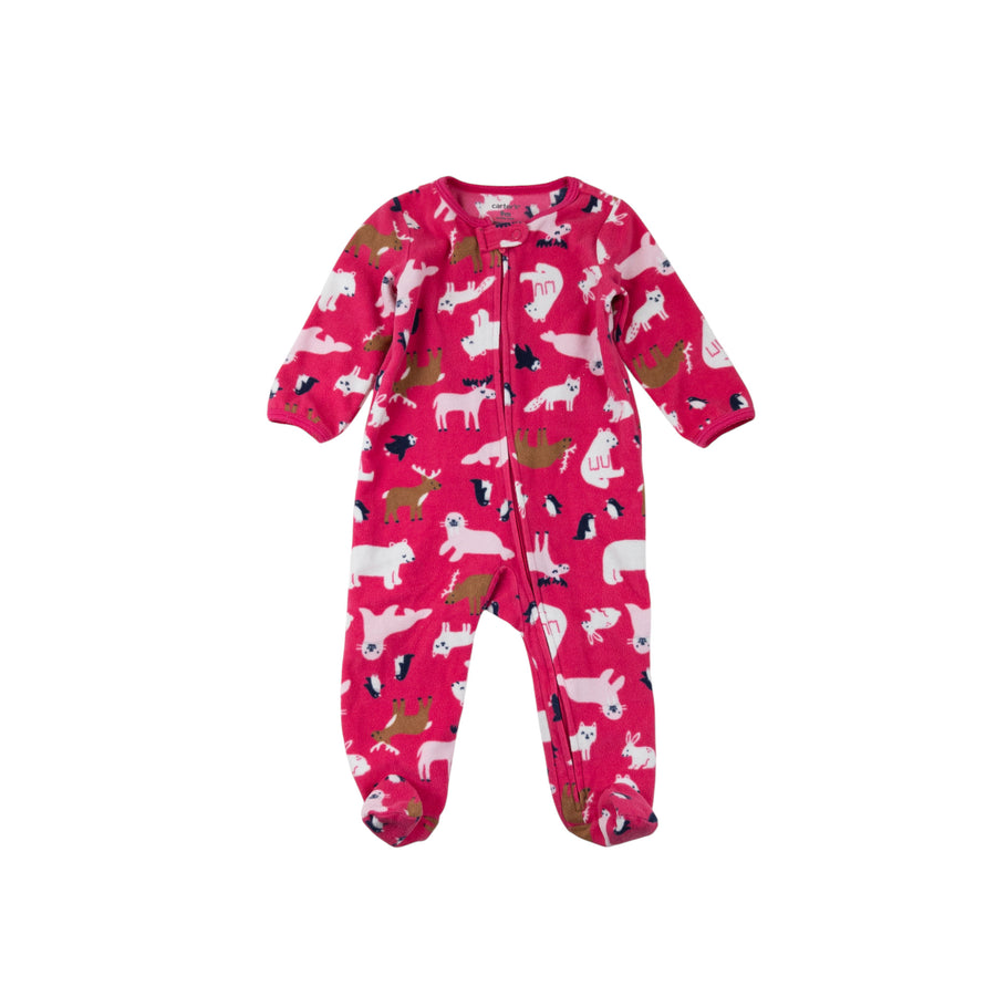 Carter's fleece sleeper 9m (pink with animals)