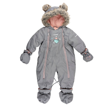 Oshkosh snowsuit 6-9m (grey/pink)