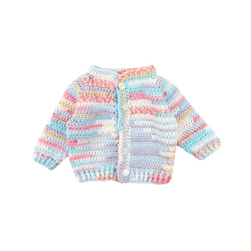 Hand made cardigan 0-3m (pastels)