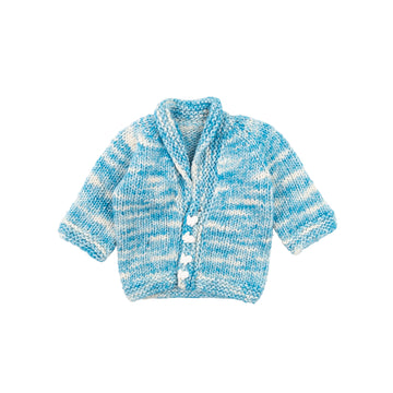 Hand made cardigan 0-3m (blues)
