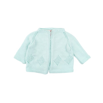 Hand made cardigan 0-3m (aqua)