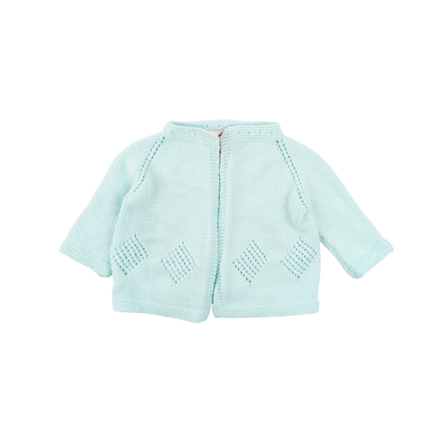 Hand made cardigan 0-3m (aqua)