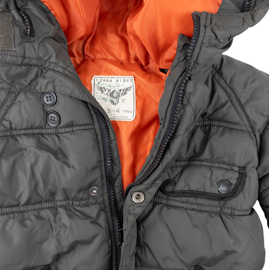 Zara winter jacket 3-4 (grey/orange)