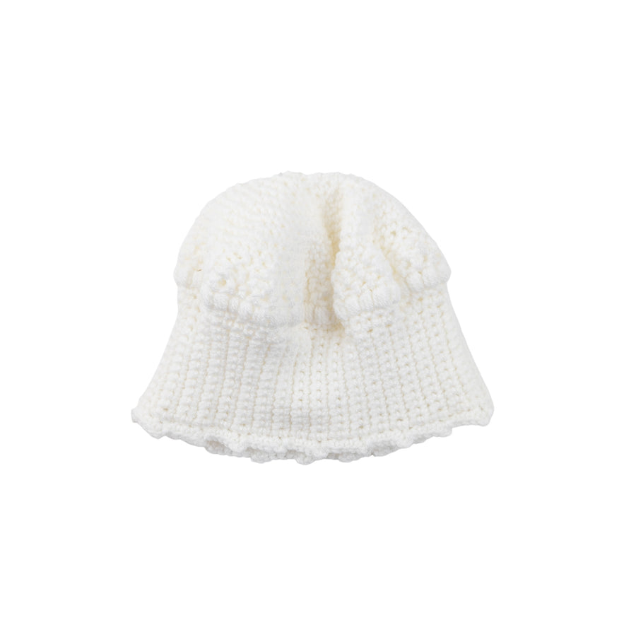 Hand made hat 12-24m (white knit)