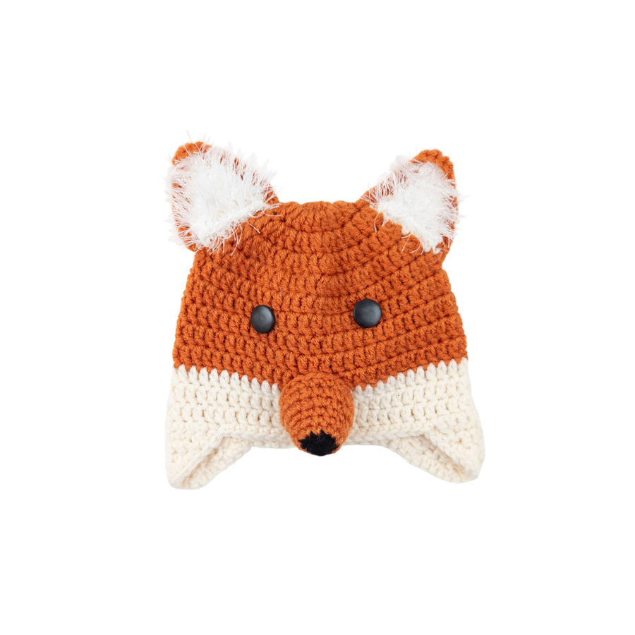 Hand made fox hat 0-12m