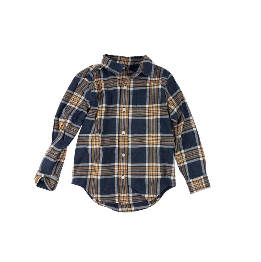Janie & Jack shirt 5 (navy/yellow plaid)