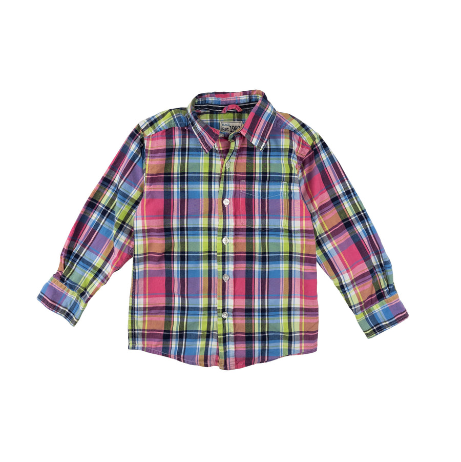 Children's Place shirt 4 (pink plaid)