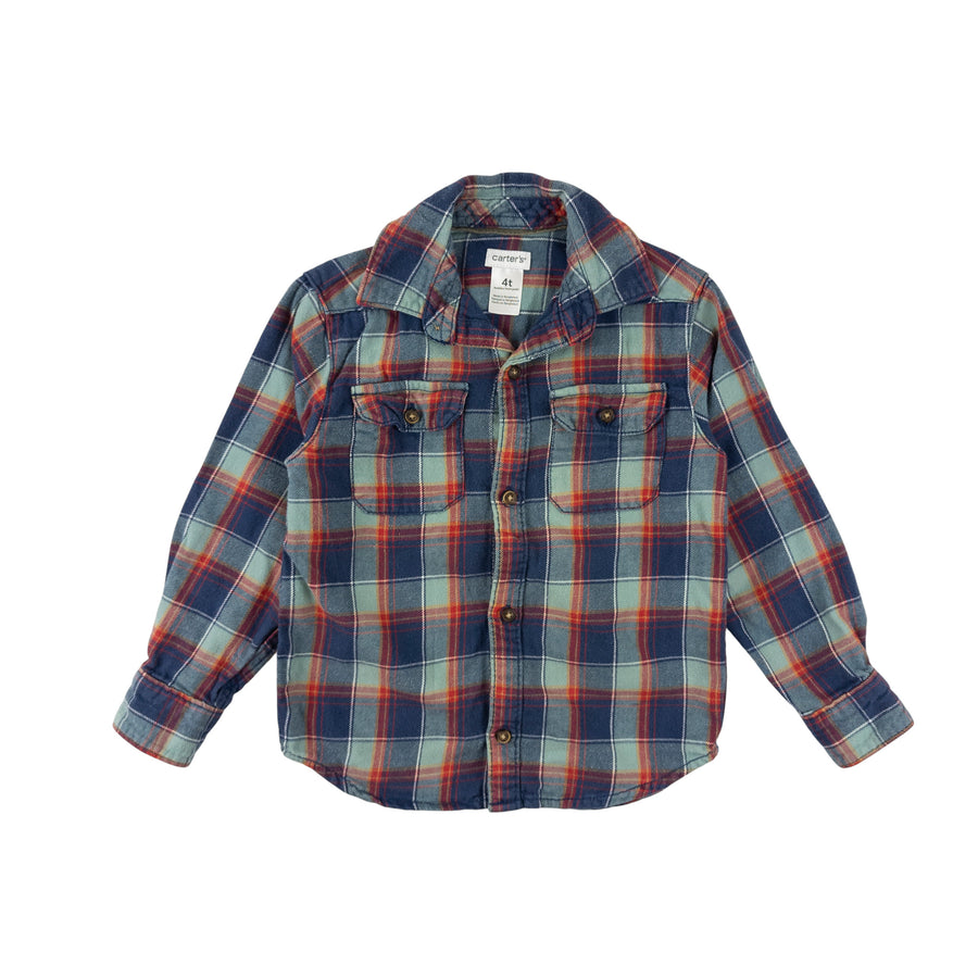 Carter's shirt 4 (plaid blues/red)