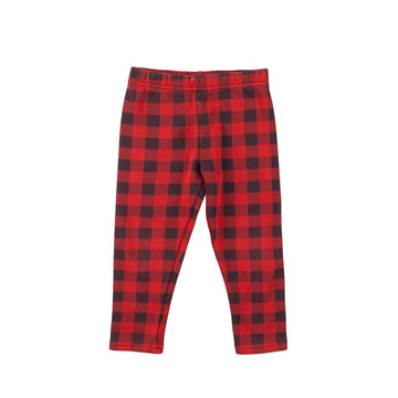 Carter's fleece-lined leggings 3 (red plaid)