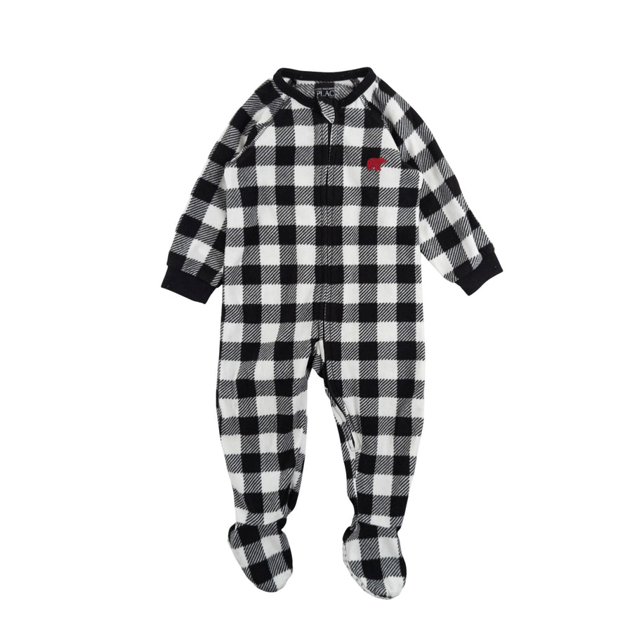 Children's Place sleeper 12-18m (black plaid)