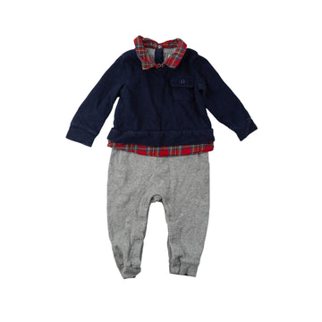 Gap romper 6-12m (plaid/navy/grey)