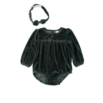 Carter's bodysuit + headband 18m (green velour)