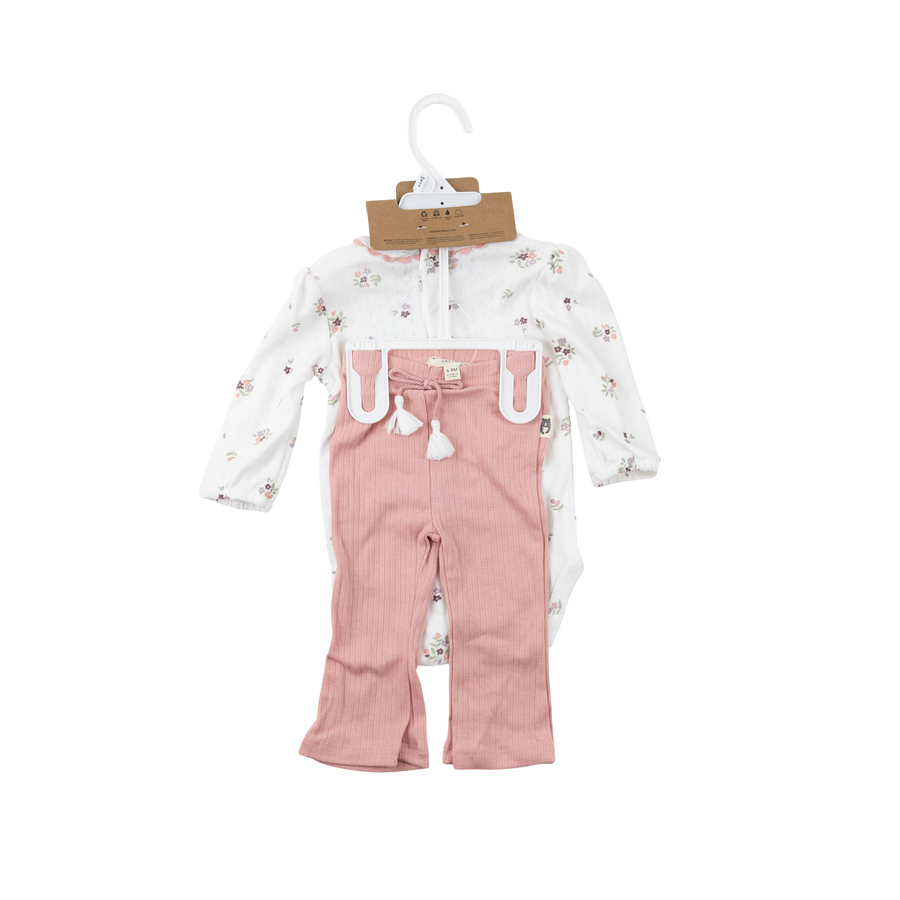 Rabbit + Bear set 6-9m (plum floral)
