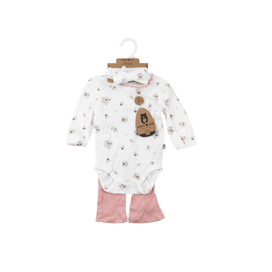 Rabbit + Bear set 6-9m (plum floral)