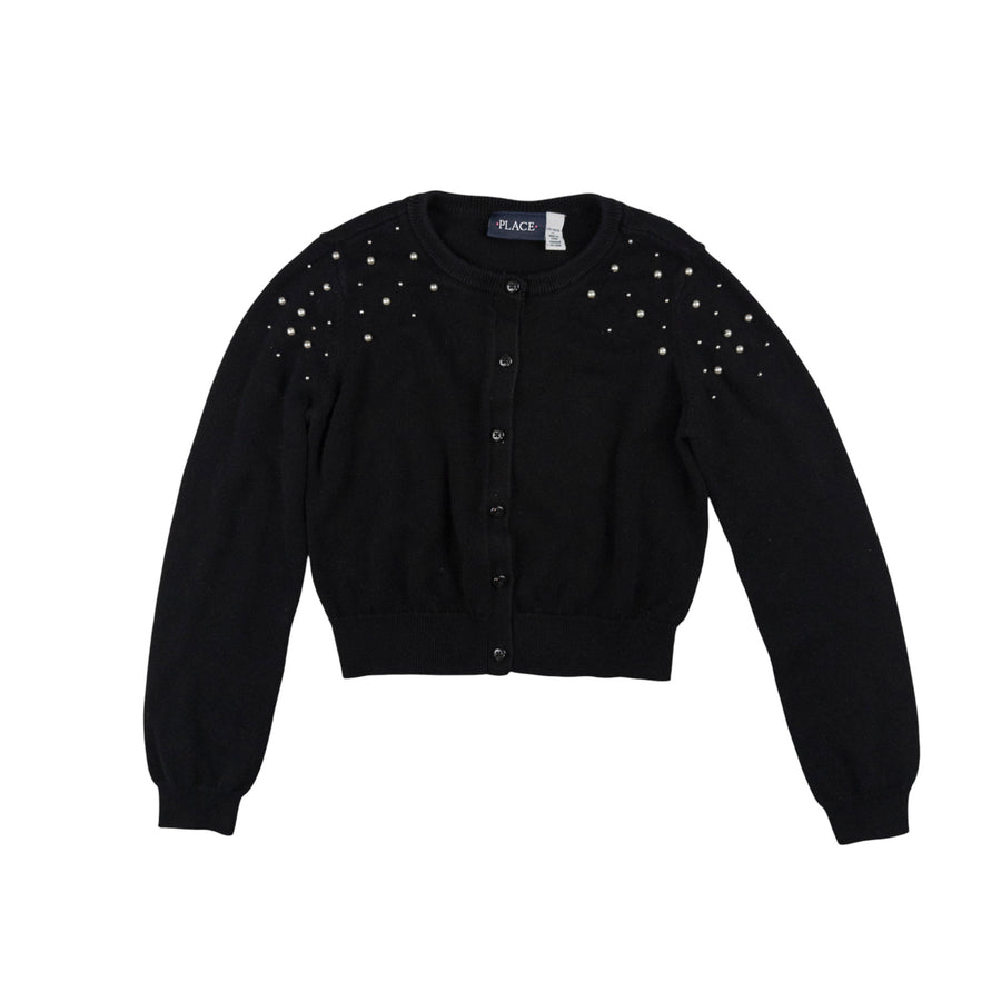 Children's Place cardigan 10-12 (black, pearls)